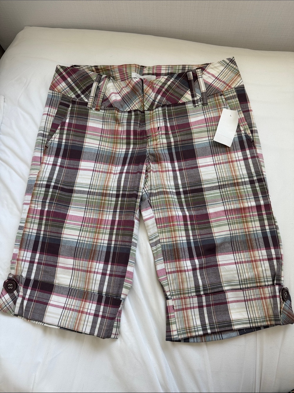 Buy 2 Get 1 Free! Women’s Plaid Mid-Rise Bermuda Shorts - Multicolor